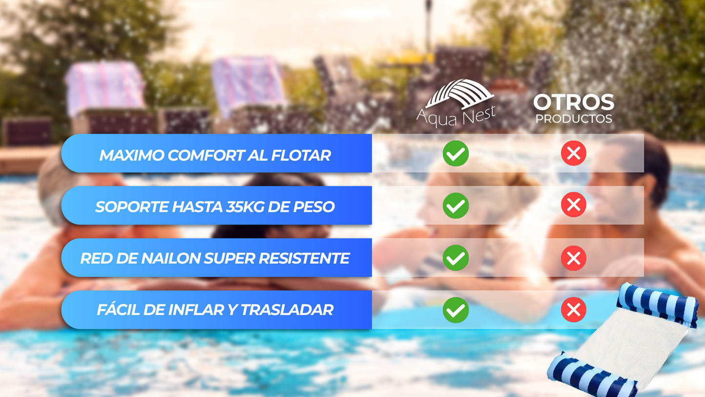 AquaNest™ - Hamaca Inflable para Piscinas