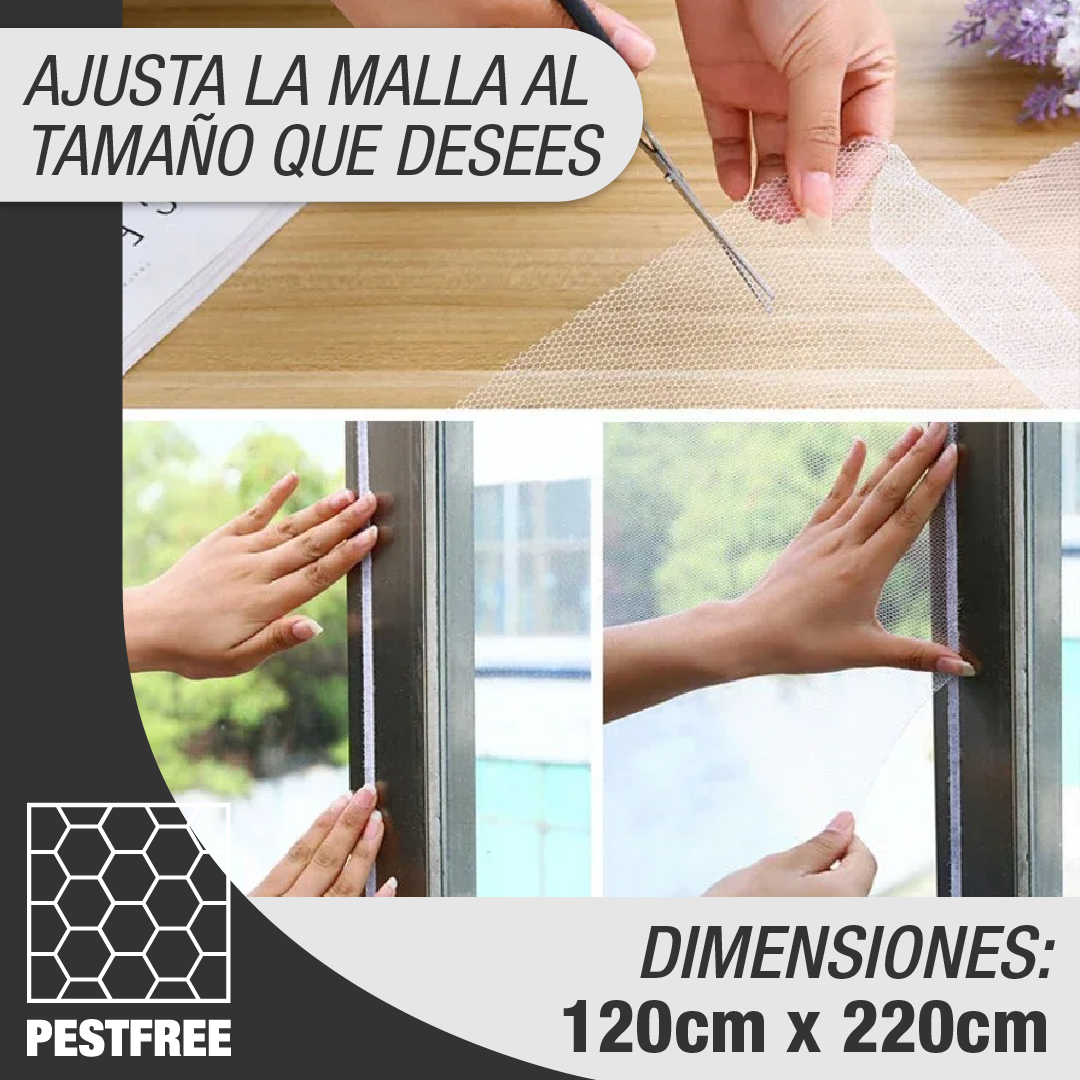 PestFree™ - Cortina Mosquitera Ajustable para Ventanas Abiertas sin Mosquitos