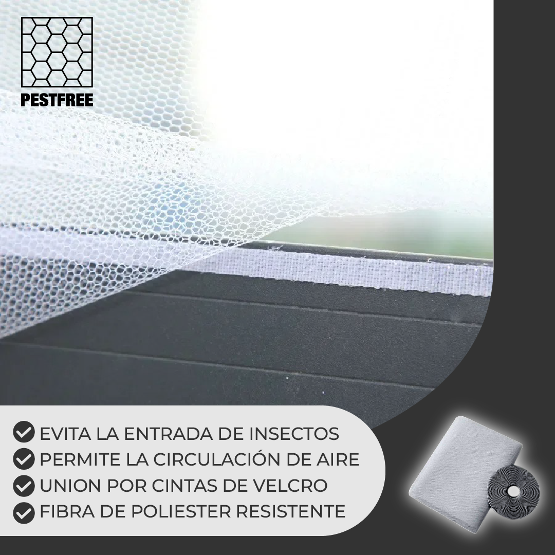 PestFree™ - Cortina Mosquitera Ajustable para Ventanas Abiertas sin Mosquitos