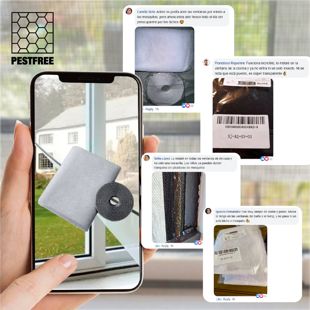 PestFree™ - Cortina Mosquitera Ajustable para Ventanas Abiertas sin Mosquitos
