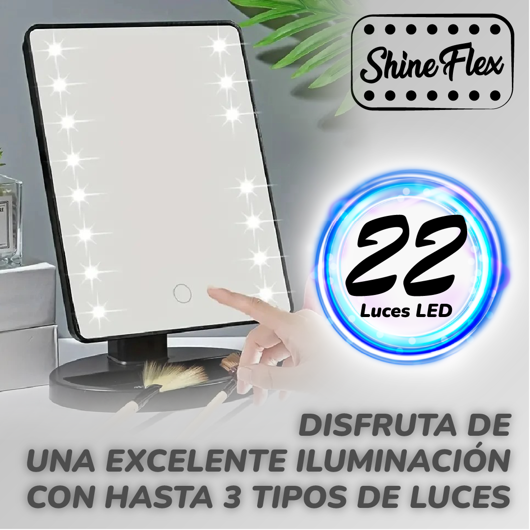 ShineFlex™ - Espejo Ajustable con Luces LED