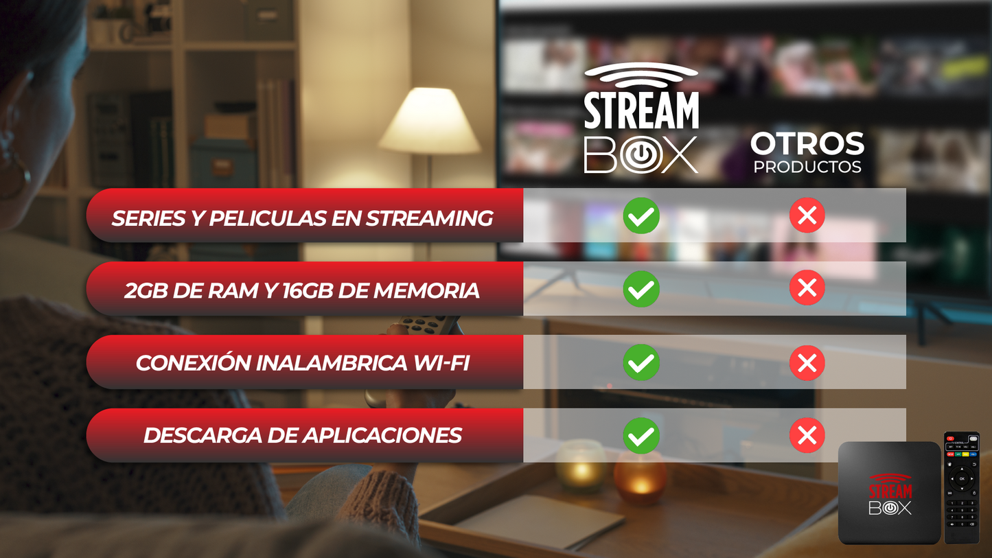 StreamBox™ - Smart TV BOX con Control Remoto