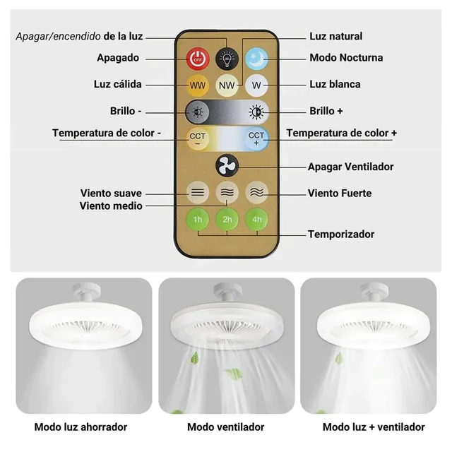 EcoAirFlow™ - Foco Ventilador De Techo 3 En 1 Ahorrador - 30W Con CONTROL