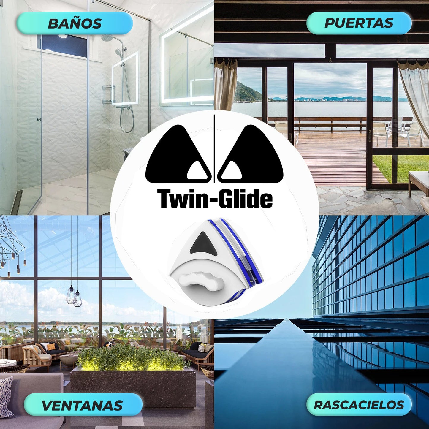 TwinGlide™ - Duo limpiador de vidrios magnético