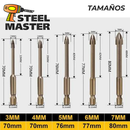 SteelMaster™ - Juego de brocas 5 hexagonales de alta duración multisuperficie