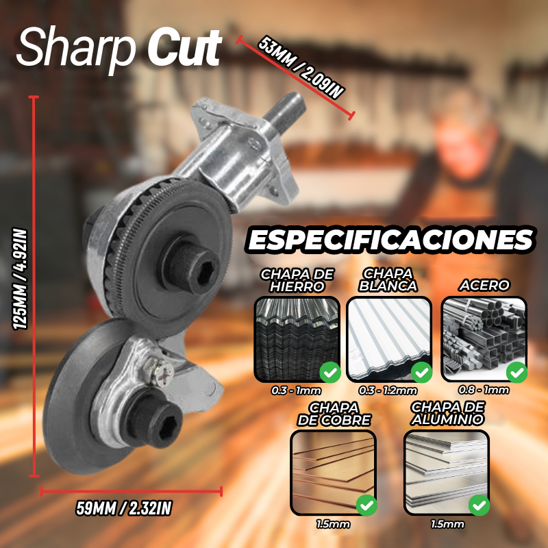 SharpCut™ - Adaptador para cortar hojalata