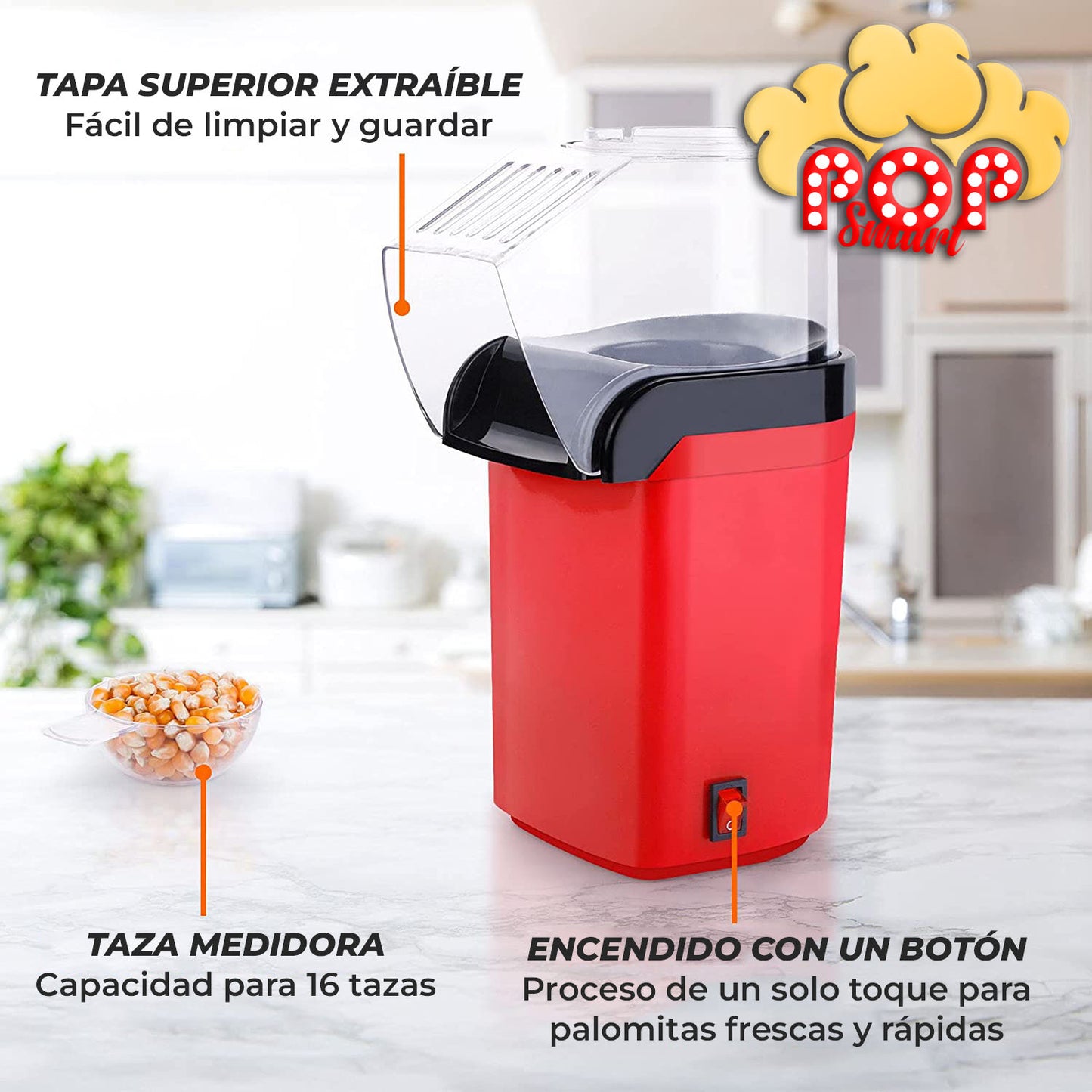 PopSmart™ - Máquina de Palomitas para Preparar Fácil y Saludable