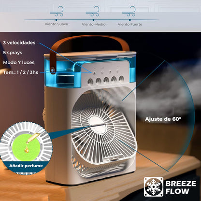 BreezeFlow™ - Ventilador humidificador portatil