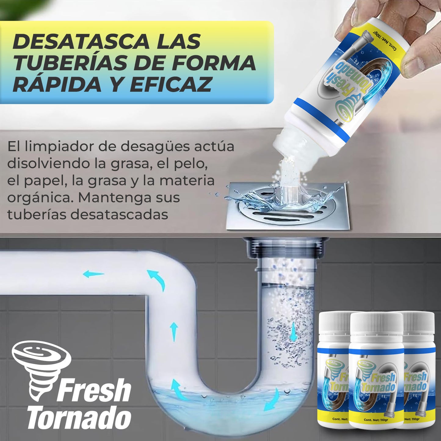 FreshTornado™ - destapa tuberías rápido y sin esfuerzo