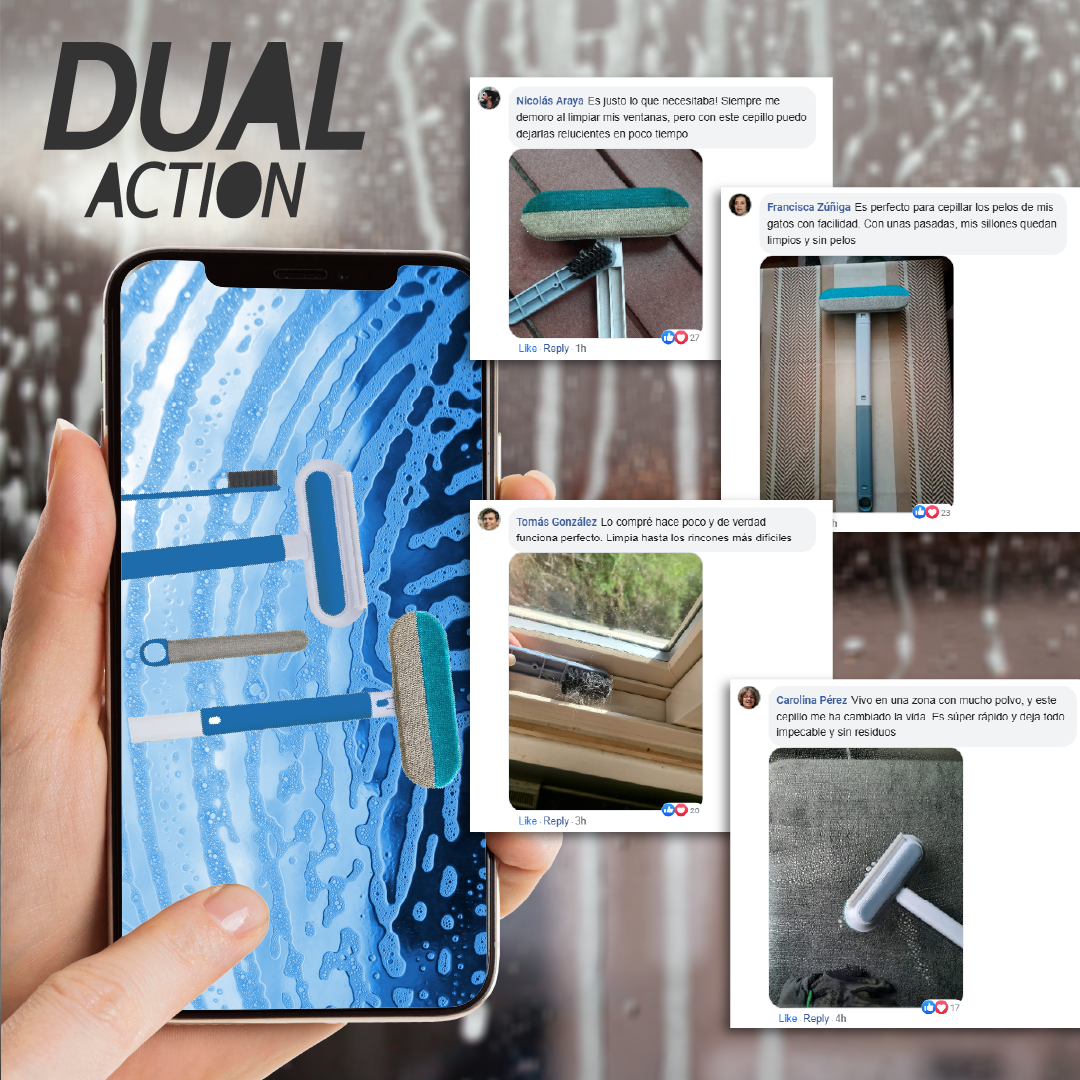 DualAction™ - Limpiador de Vidrios 4 en 1