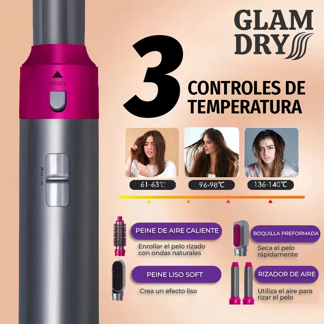 GlamDry™ - Cepillo Secador 5 en 1