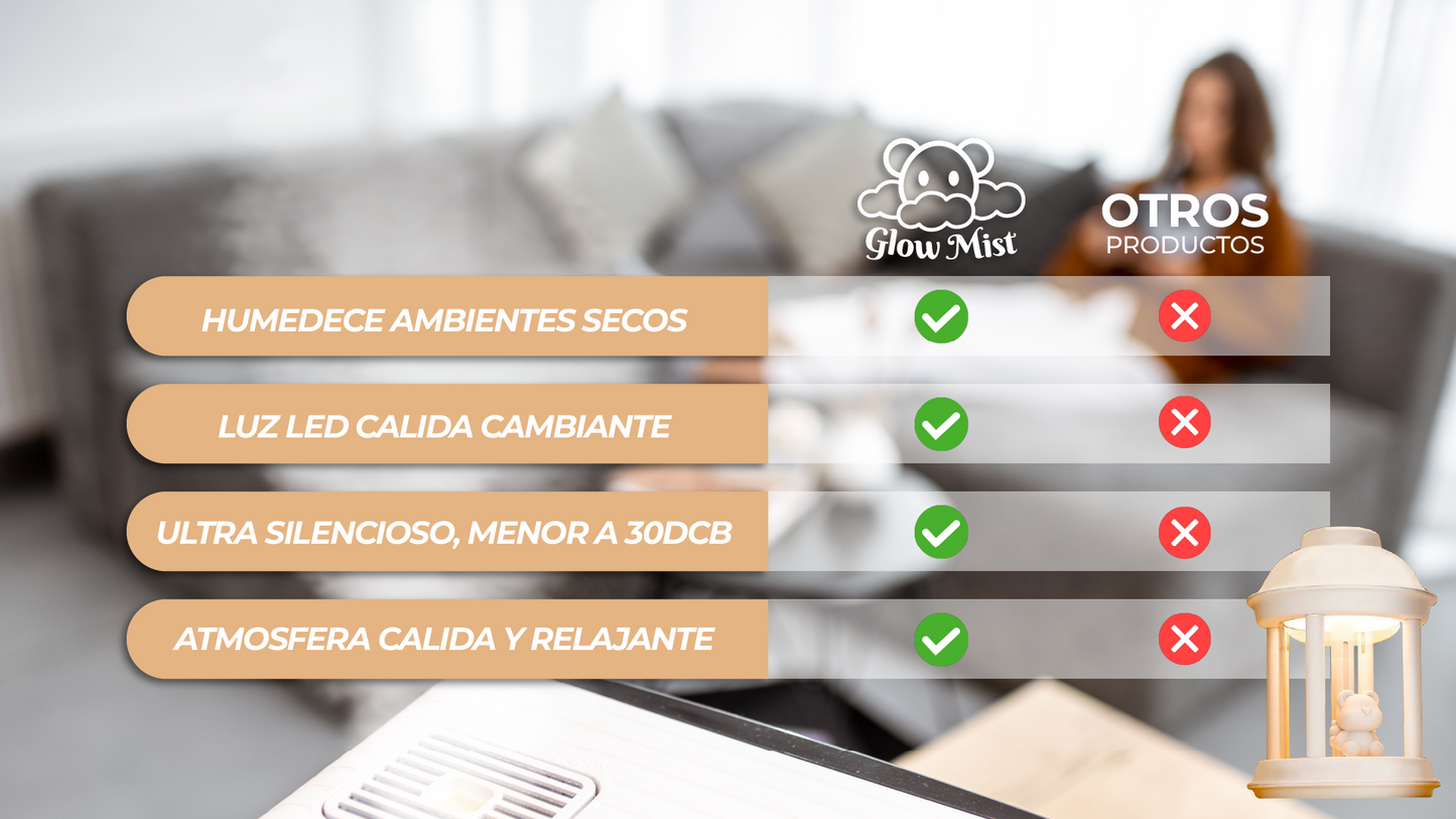 GlowMist™ - Humidificador de Ambiente con Luz Nocturna