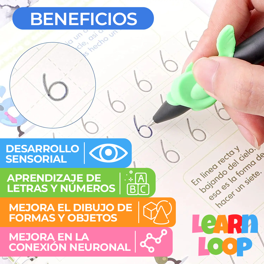 LearnLoop™ | Kit 4 cuadernos caligrafía para niños + Regalos Exclusivos